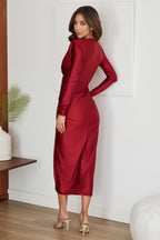Midiklänning med lång ärm och tvinnad detalj för dam-Midi Dress-Fjallbarn