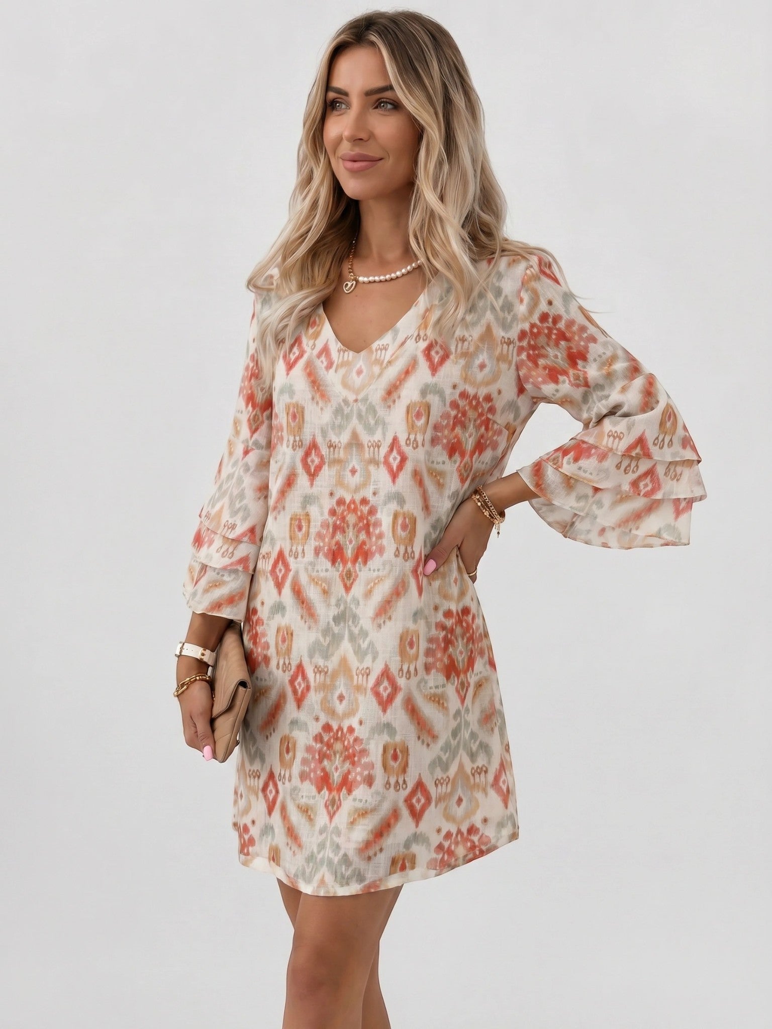 Miniklänning med marmormönster för dam-Mini Dress-Fjallbarn