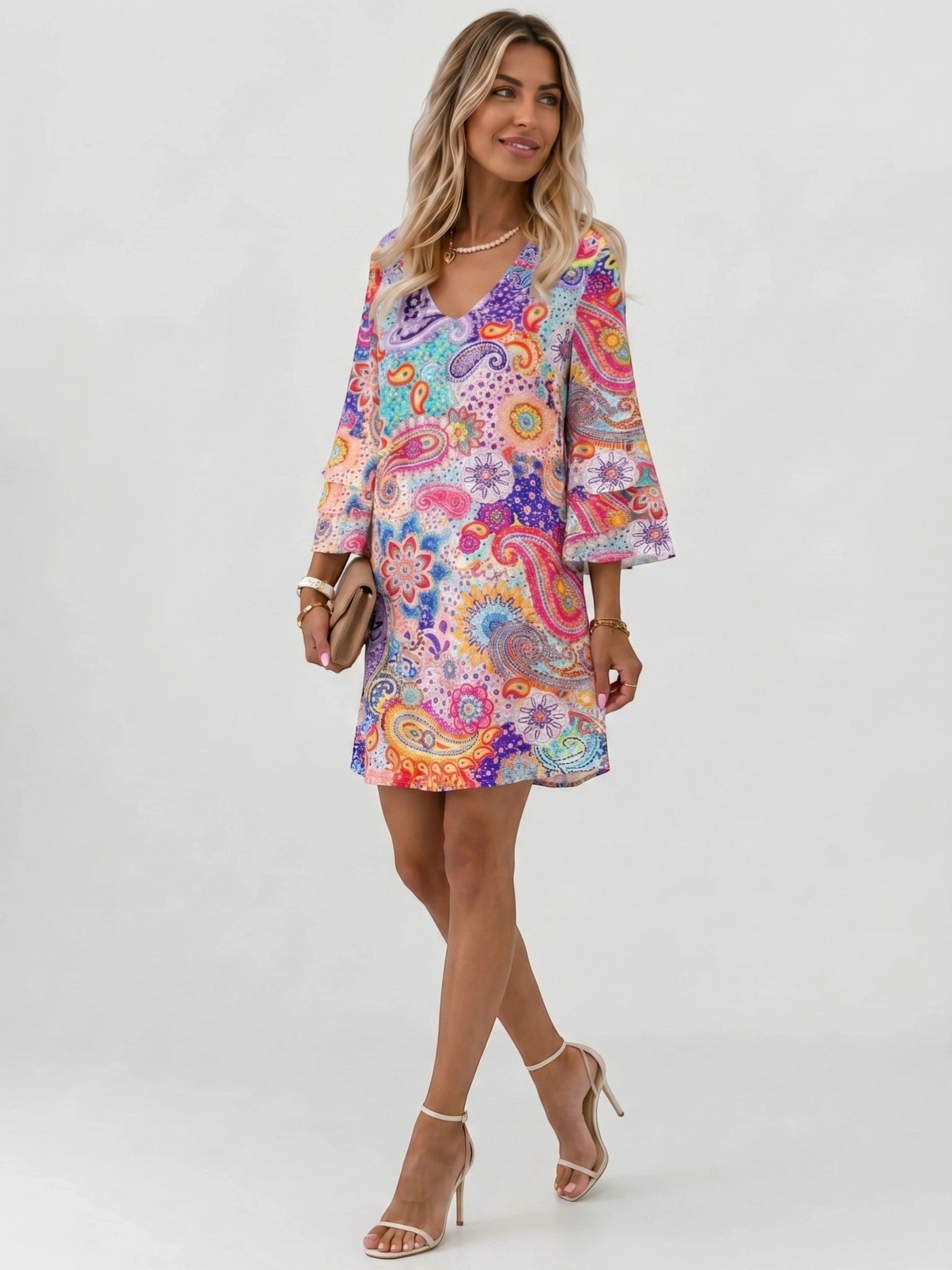 Miniklänning med marmormönster för dam-Mini Dress-Fjallbarn