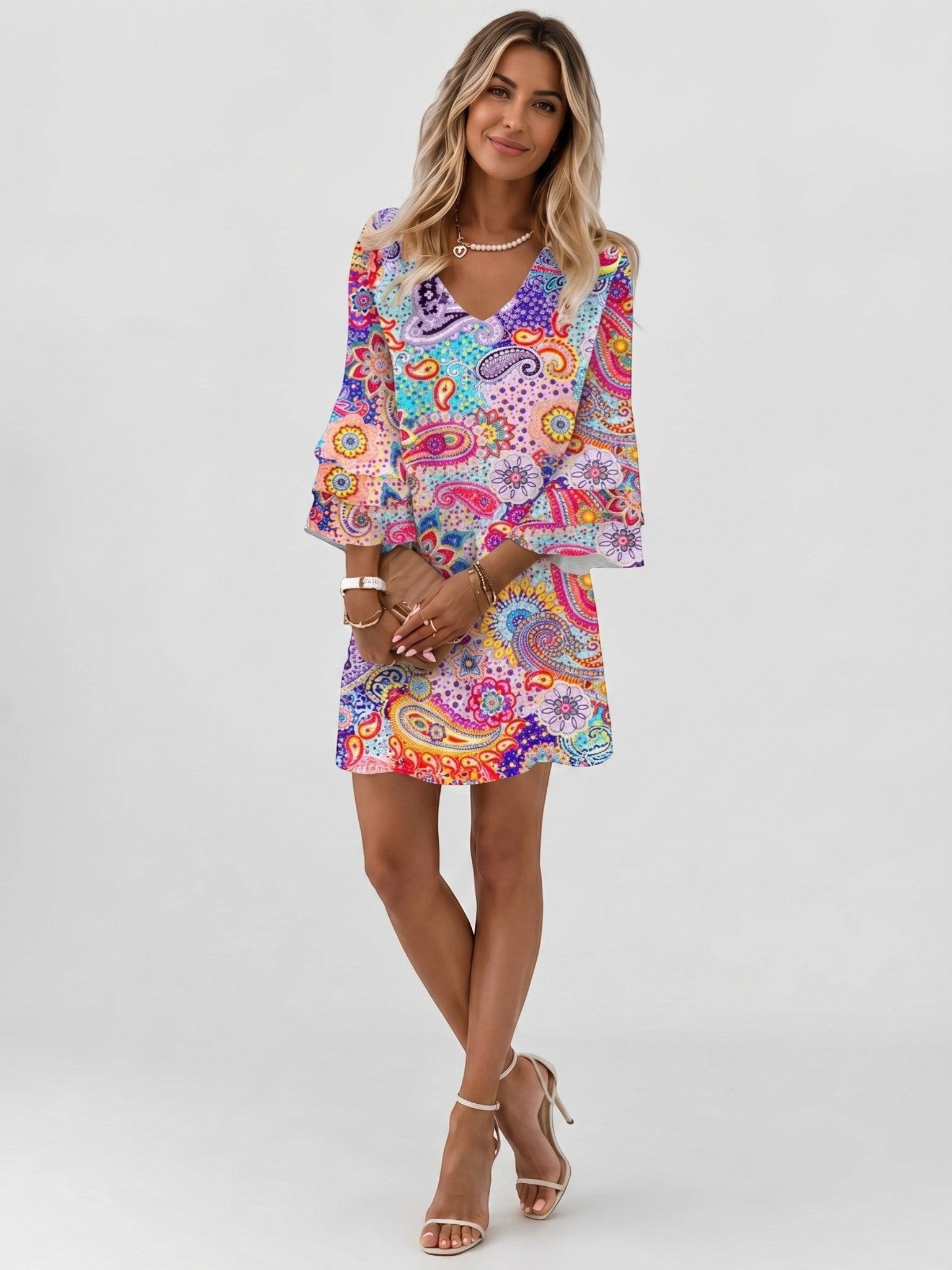 Miniklänning med marmormönster för dam-Mini Dress-Fjallbarn