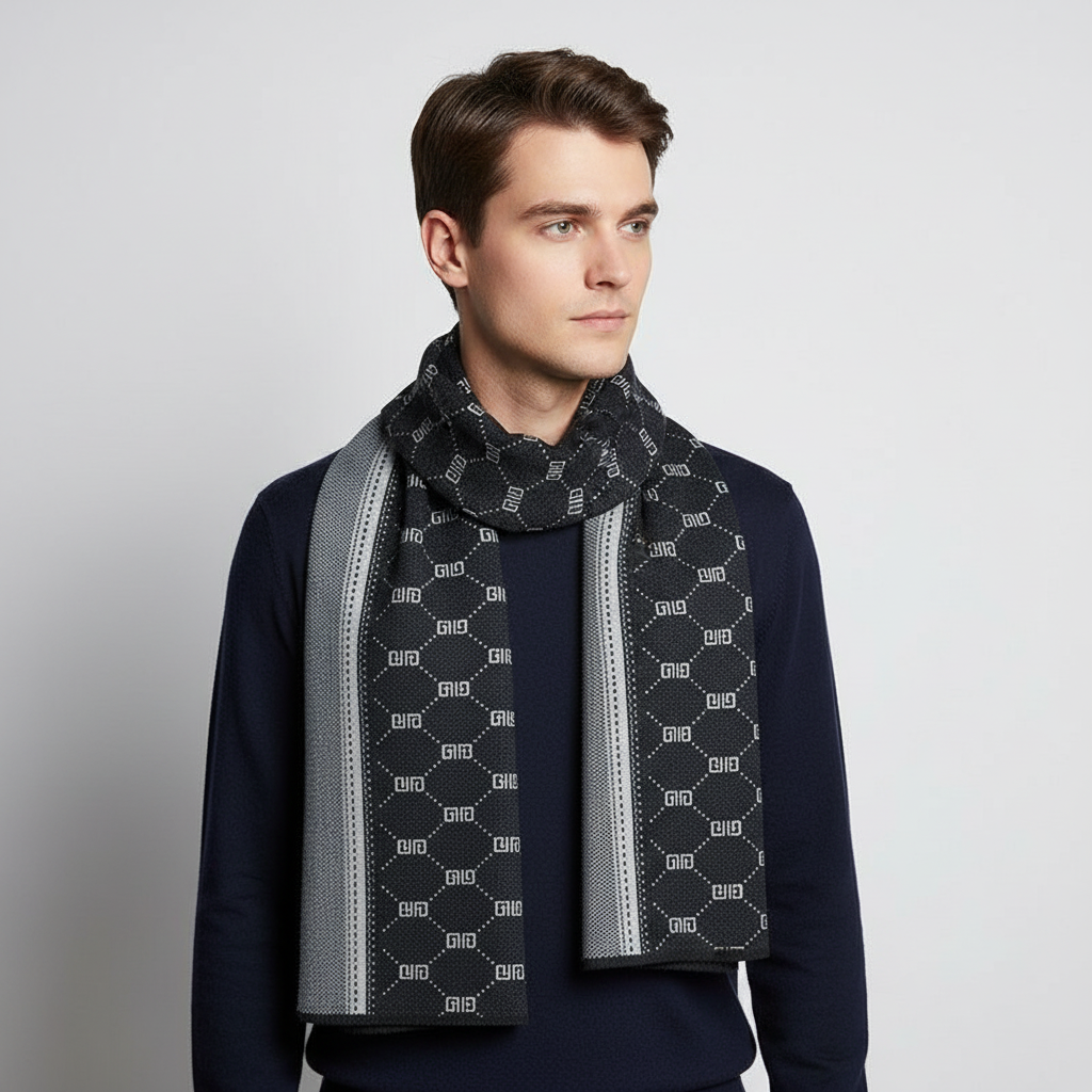 Mönstrad stickad halsduk för män-Accessories for Men-Fjallbarn