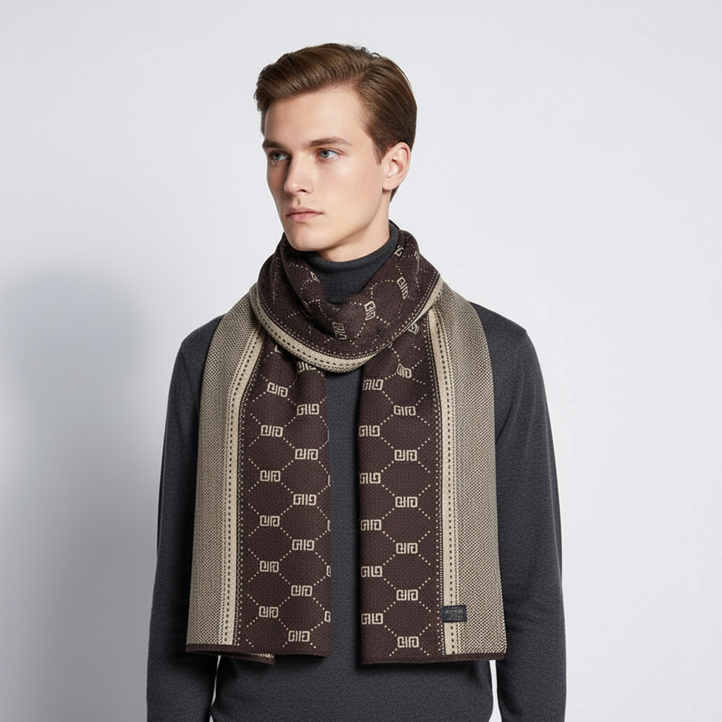 Mönstrad stickad halsduk för män-Accessories for Men-Fjallbarn