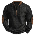 Mönstrad stickad tröja med halv dragkedja och armbågslappar för herr-Sweaters for men-Fjallbarn