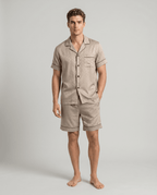 Mönstrat pyjamasset med kort ärm för herrar-Sets for women-Fjallbarn