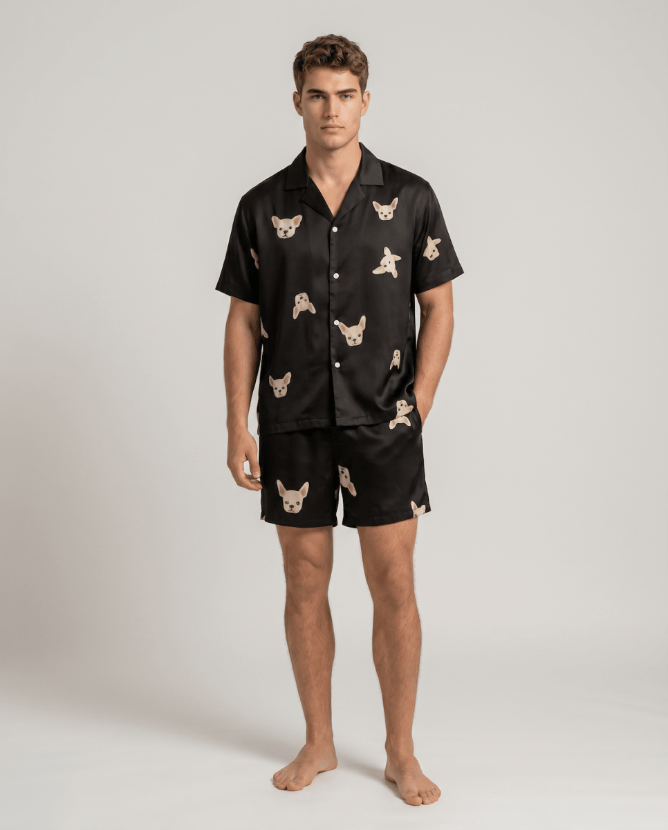 Mönstrat pyjamasset med kort ärm för herrar-Sets for women-Fjallbarn