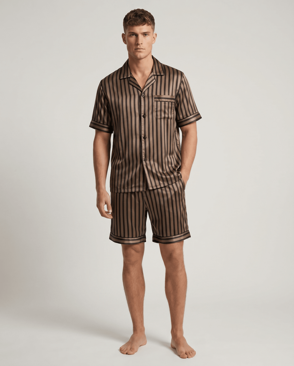 Mönstrat pyjamasset med kort ärm för herrar-Sets for women-Fjallbarn