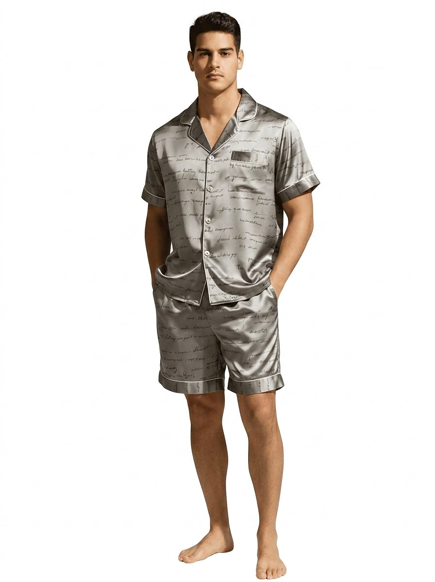 Mönstrat pyjamasset med kort ärm för herrar-Sets for women-Fjallbarn