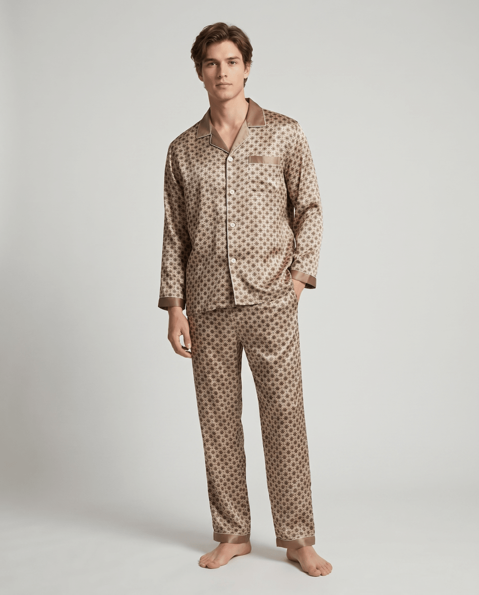 Mönstrat pyjamasset med lång ärm för herrar-Sets for women-Fjallbarn