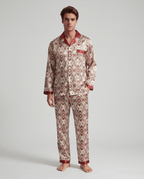 Mönstrat pyjamasset med lång ärm för herrar-Sets for women-Fjallbarn