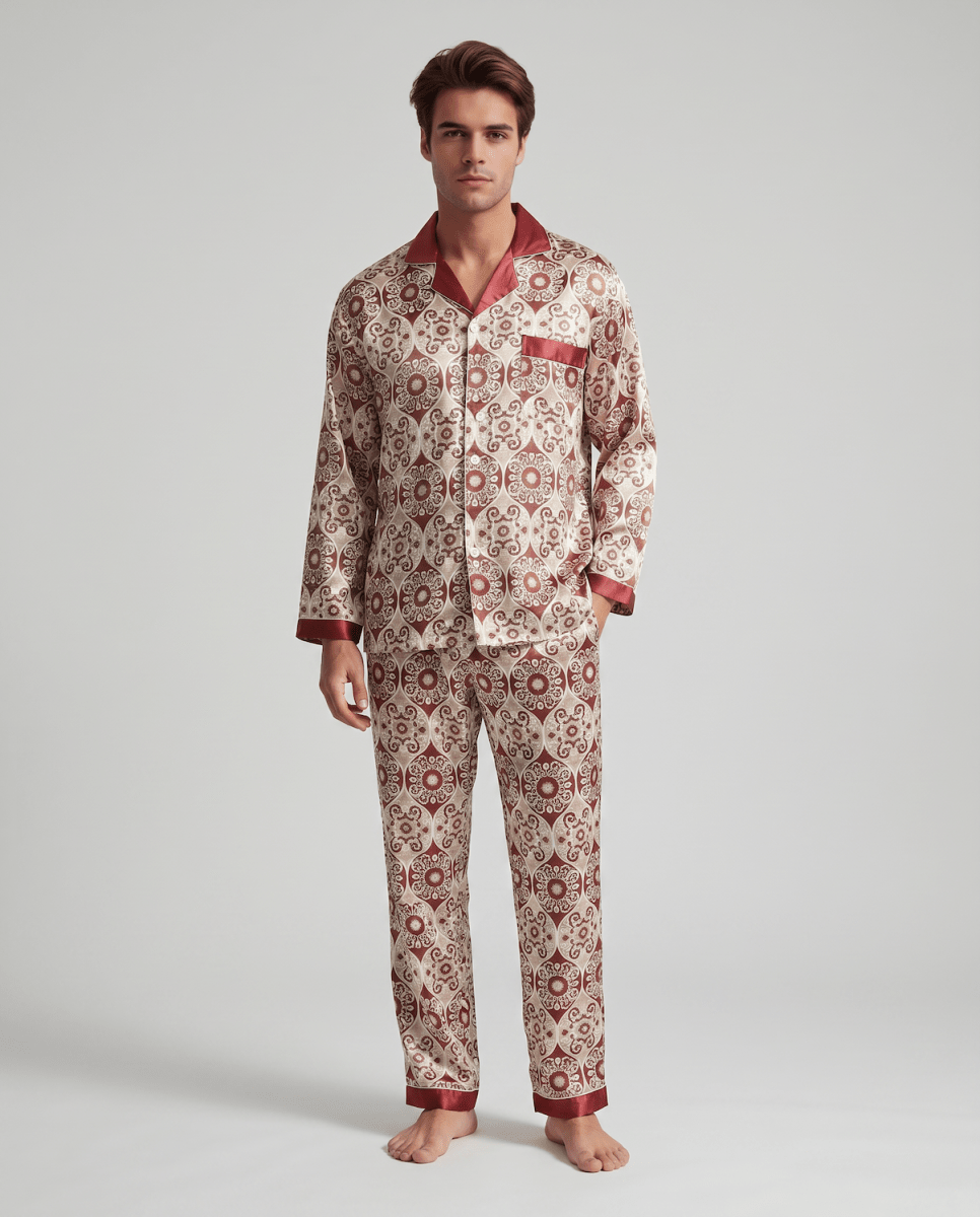 Mönstrat pyjamasset med lång ärm för herrar-Sets for women-Fjallbarn