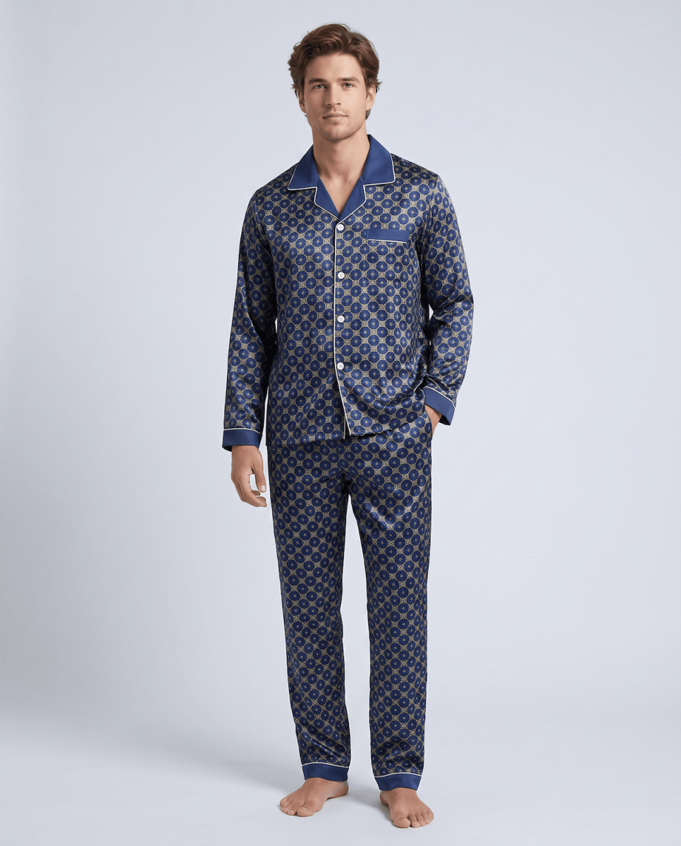 Mönstrat pyjamasset med lång ärm för herrar-Sets for women-Fjallbarn