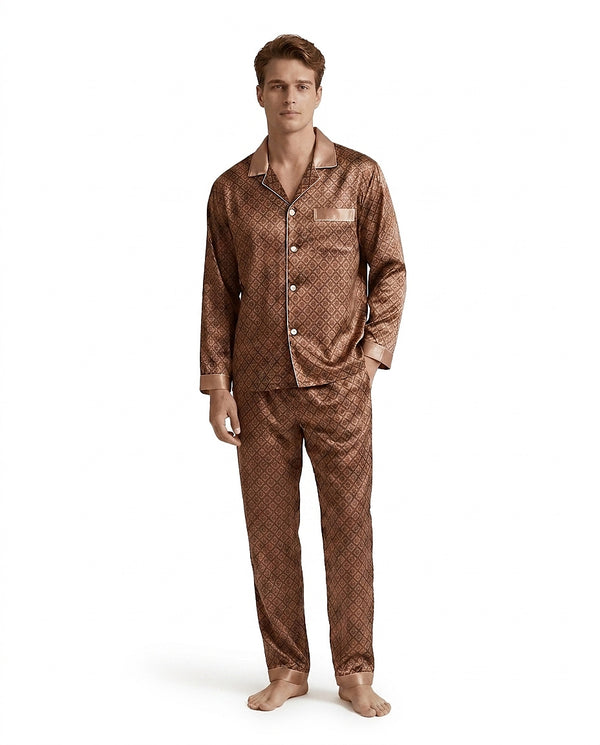 Mönstrat pyjamasset med lång ärm för herrar-Sets for Men-Fjallbarn
