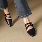 Mules med fyrkantig tå och dubbla remmar för dam-Footwear for women-Fjallbarn