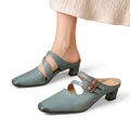 Mules med fyrkantig tå och dubbla remmar för dam-Footwear for women-Fjallbarn