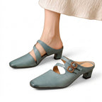 Mules med fyrkantig tå och dubbla remmar för dam-Footwear for women-Fjallbarn