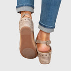 Öppna korkkilklackssandaler för dam-Footwear for women-Fjallbarn