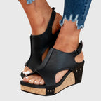 Öppna korkkilklackssandaler för dam-Footwear for women-Fjallbarn