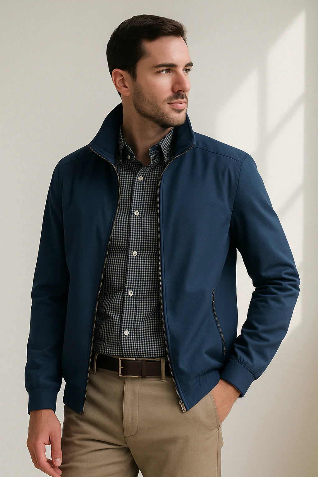 Övergångsjacka för herrar med ståkrage och dragkedja-Jackets for men-Fjallbarn