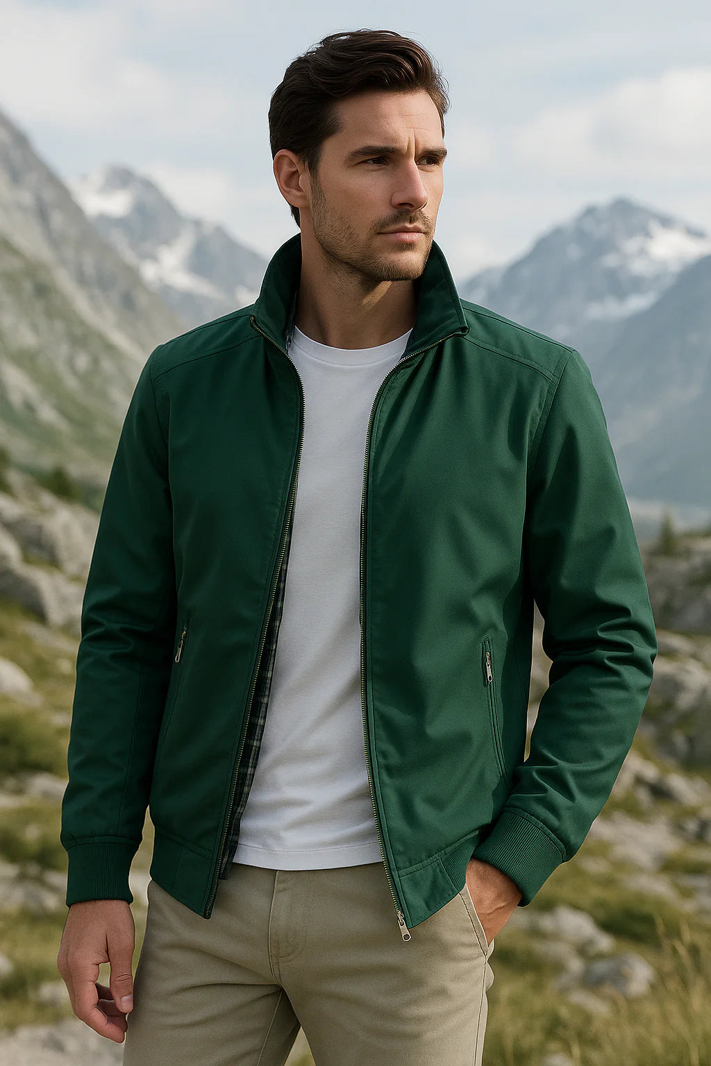 Övergångsjacka för herrar med ståkrage och dragkedja-Jackets for men-Fjallbarn