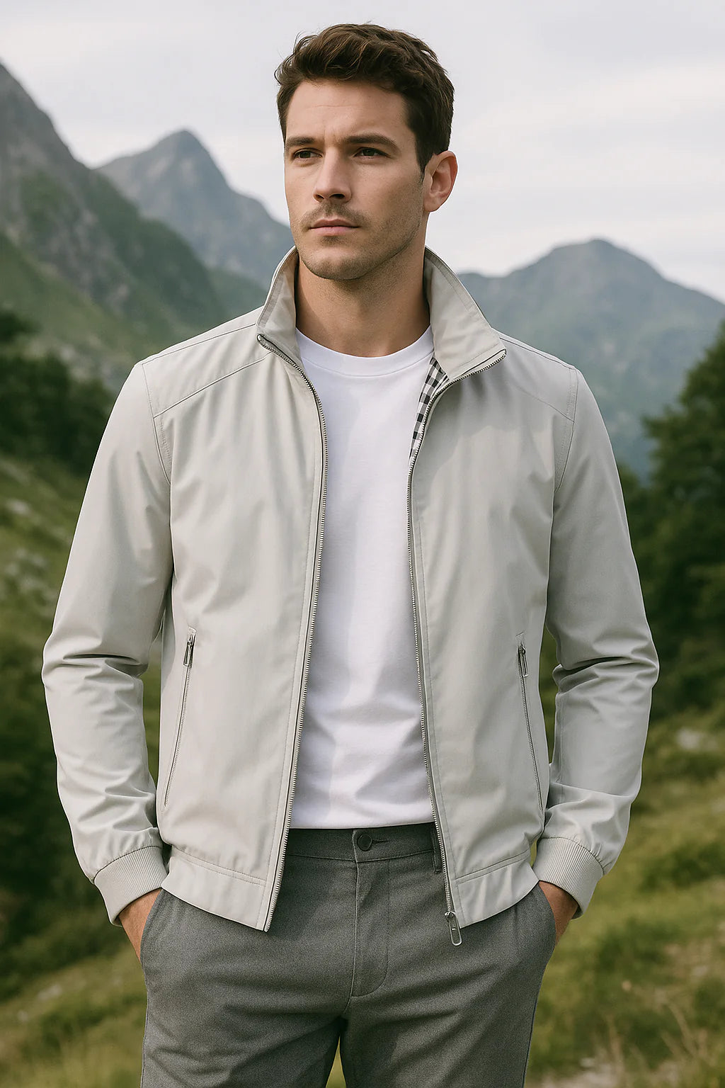 Övergångsjacka för herrar med ståkrage och dragkedja-Jackets for men-Fjallbarn
