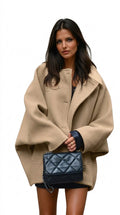 Oversize-kappa i ullblandning för dam med knäppning-Coats for women-Fjallbarn