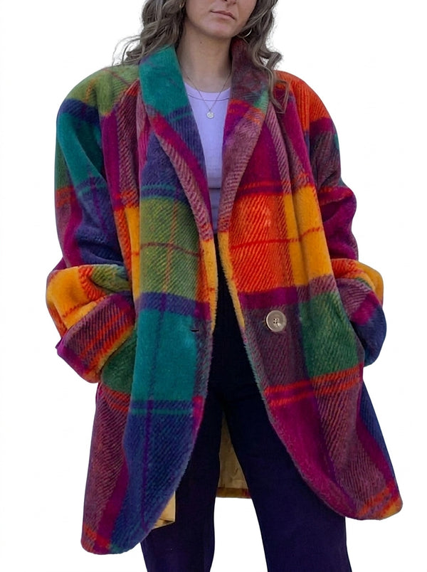 Oversize-kappa med rutmönster för dam-Coat-Fjallbarn