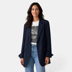 Oversize-kavaj med två knappar för dam-Blazer for Women-Fjallbarn