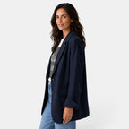 Oversize-kavaj med två knappar för dam-Blazer for Women-Fjallbarn