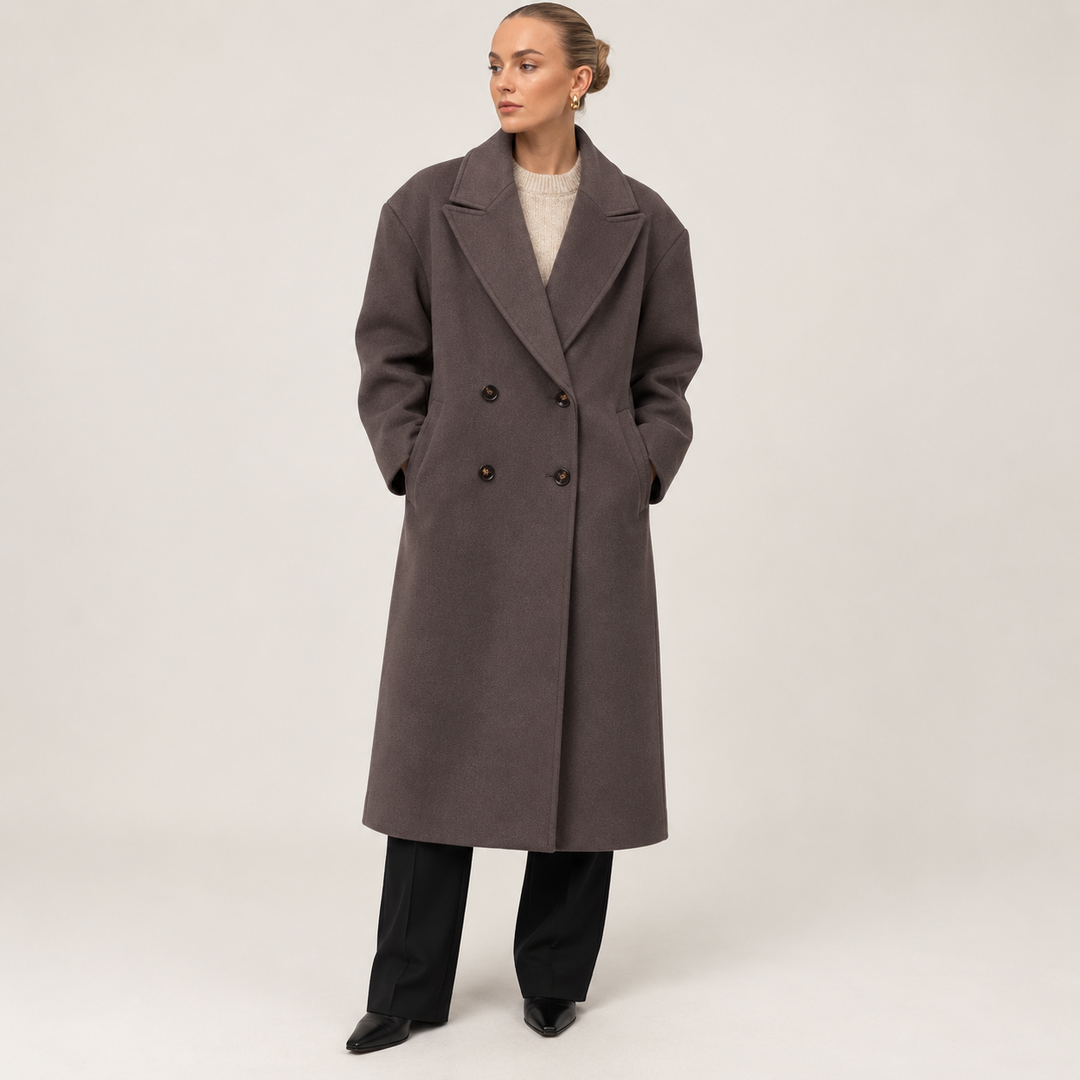 Oversize lång ullkappa för dam-Coats for women-Fjallbarn