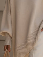 Oversize-stickad tröja för dam med fladdermusärmar-Sweaters for Women-Fjallbarn