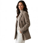 Oversized kavaj med hundtandsmönster för dam-Blazer for women-Fjallbarn