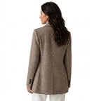 Oversized kavaj med hundtandsmönster för dam-Blazer for women-Fjallbarn