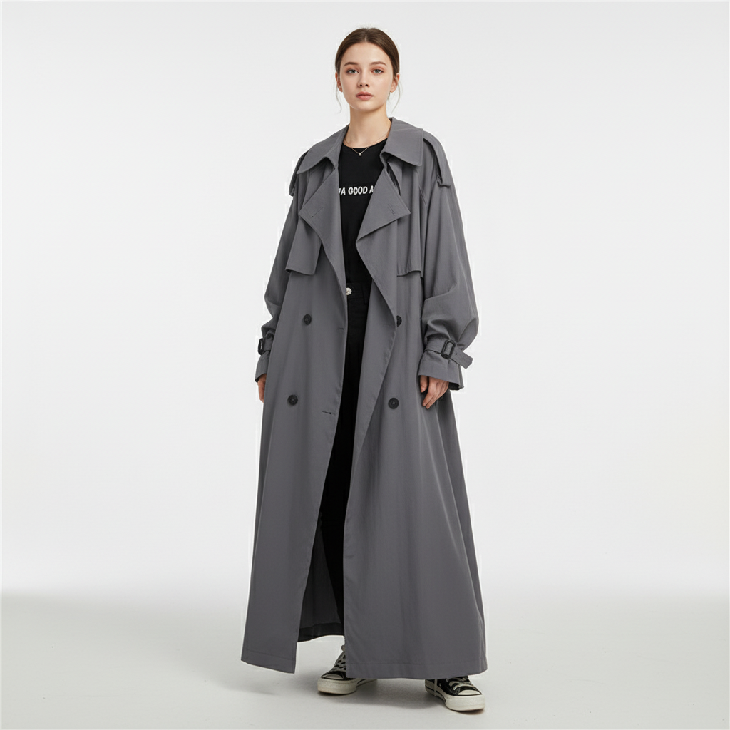 Oversized lång trenchcoat för dam-coats for women-Fjallbarn