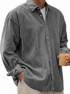 Oversized manchester-skjorta med knappar för herrar-Shirts for men-Fjallbarn