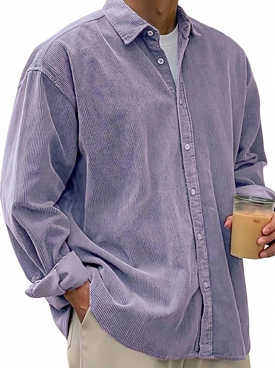Oversized manchester-skjorta med knappar för herrar-Shirts for men-Fjallbarn