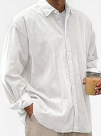 Oversized manchester-skjorta med knappar för herrar-Shirts for men-Fjallbarn