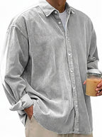 Oversized manchester-skjorta med knappar för herrar-Shirts for men-Fjallbarn