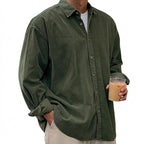 Oversized manchester-skjorta med knappar för herrar-Shirts for men-Fjallbarn