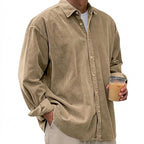 Oversized manchester-skjorta med knappar för herrar-Shirts for men-Fjallbarn
