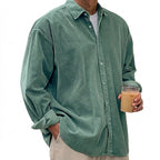 Oversized manchester-skjorta med knappar för herrar-Shirts for men-Fjallbarn