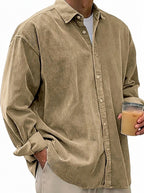 Oversized manchester-skjorta med knappar för herrar-Shirts for men-Fjallbarn