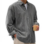 Oversized manchester-skjorta med knappar för herrar-Shirts for men-Fjallbarn
