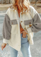 Oversized Sherpa-jacka med knappar för dam-Jacket for women-Fjallbarn