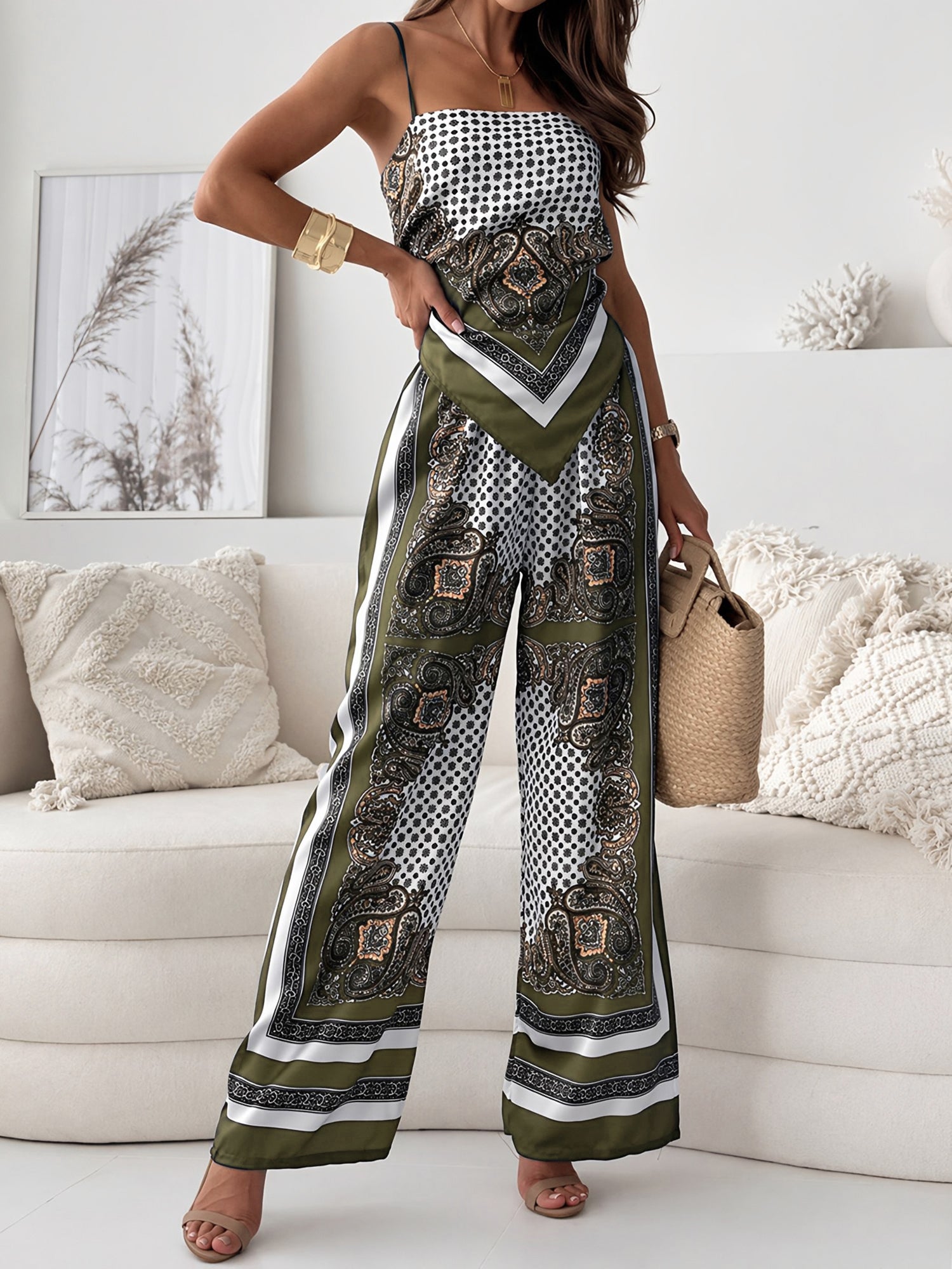 Paisleymönstrat matchande set för dam med snibbfåll-Sets for women-Fjallbarn