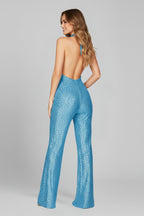 Paljettjumpsuit med halterneck och vattenfallsringning för dam-Jumpsuits for woman-Fjallbarn