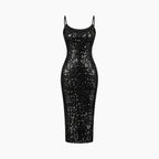 Paljettklänning i midilängd med sidoslits för dam-Midi Dress-Fjallbarn
