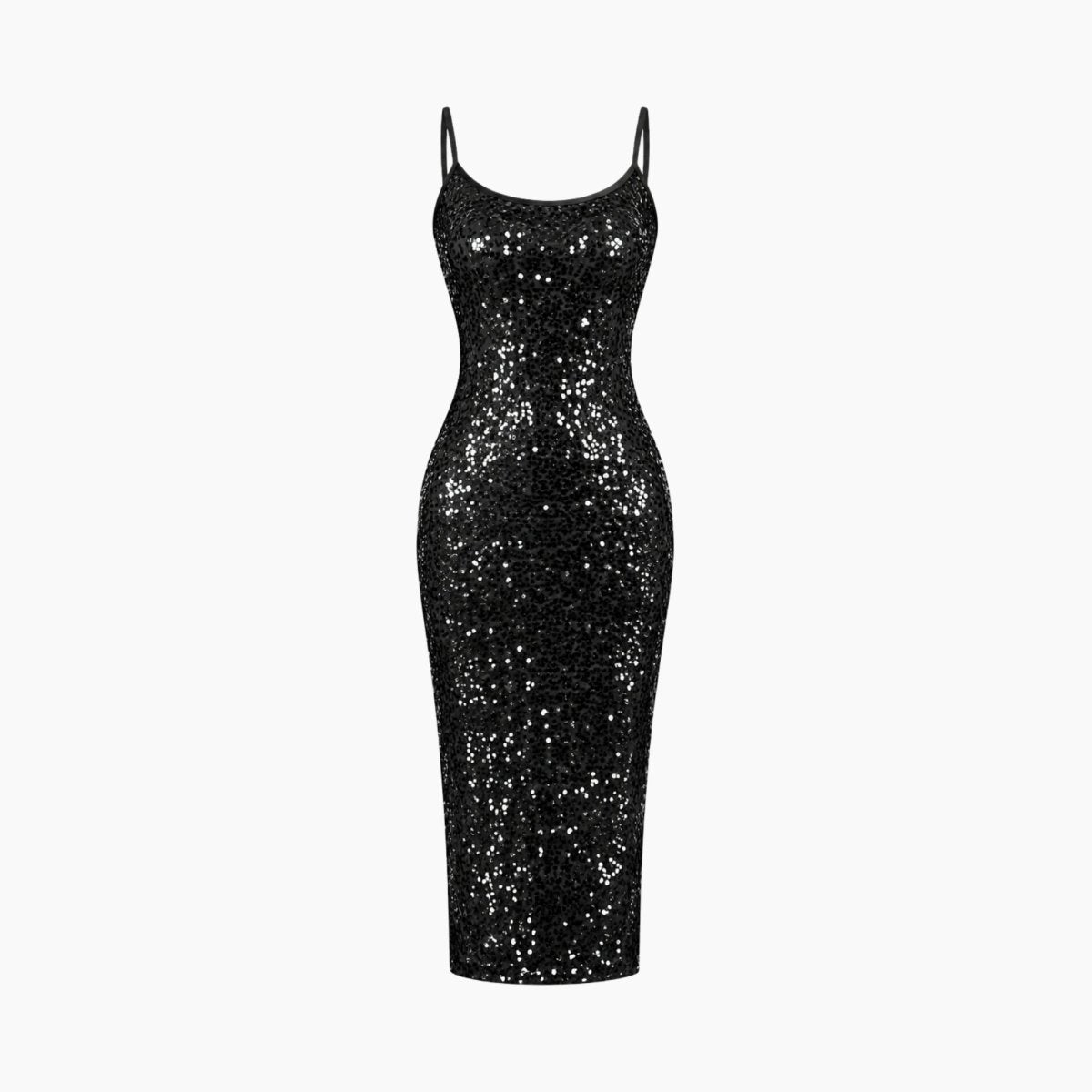 Paljettklänning i midilängd med sidoslits för dam-Midi Dress-Fjallbarn