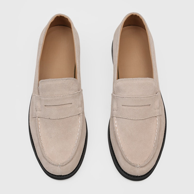 Penny-loafers i mocka för herrar med kontrastsömmar-Footwear for men-Fjallbarn