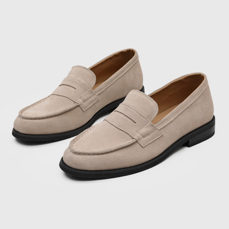 Penny-loafers i mocka för herrar med kontrastsömmar-Footwear for men-Fjallbarn
