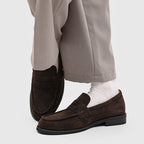 Penny-loafers i mocka för herrar med kontrastsömmar-Footwear for men-Fjallbarn